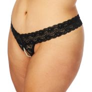 NORTIE Malin Schrittfreier Orgasmus String-Tanga mit Perlen Schwarz Plus Size