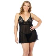 NORTIE Basil Schwarzes Babydoll-Set Plus Size