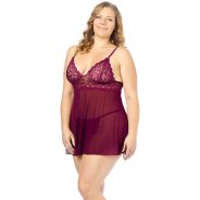 NORTIE Basil Bordeaux Babydoll-Set Plus Size