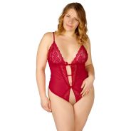 NORTIE Vilja Schrittfreier Body aus Roter Spitze Plus Size