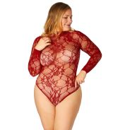 NORTIE Riga Red Lace Crotchless Bodystocking Plus Size - 28950