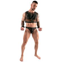 Svenjoyment Netz-Crop-Top mit Jockslip und Manschetten  1