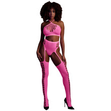 Ouch! Glow in The Dark Neonpinkes Crop Top and Stockings  1