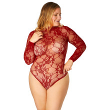 NORTIE Riga Red Lace Crotchless Bodystocking Plus Size - 28950