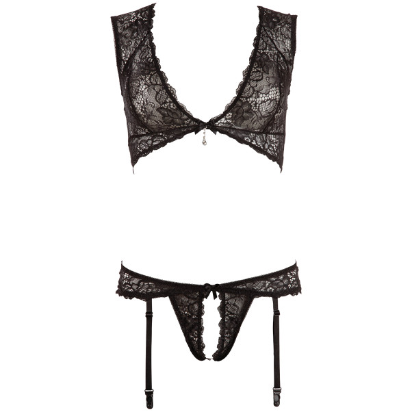Abierta Fina Spitzentop und Strumpfhalter-Set