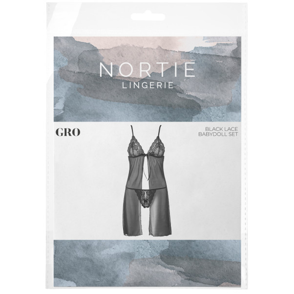 NORTIE Gro Babydoll-Set mit Spitze Schwarz