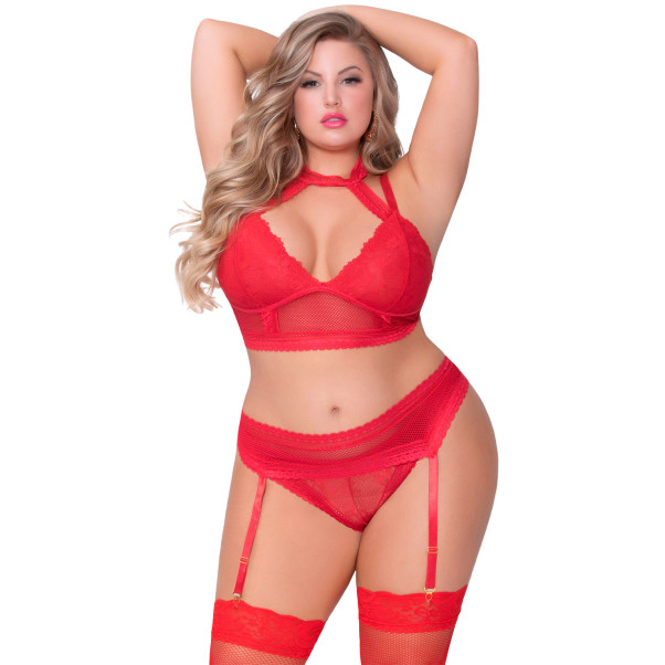 Seven 'til Midnight Neckholder BH-Set Plus Size Rot