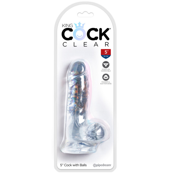 King Cock Durchsichtiger Dildo mit Hoden 15,2 cm mit Saugnapf