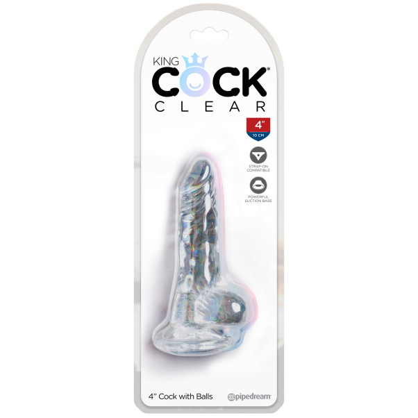 King Cock Durchsichtiger Dildo mit Hoden und Saugnapf 13 cm