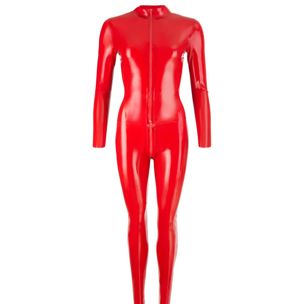 Late X Latex Catsuit mit Langen Ärmeln Rot