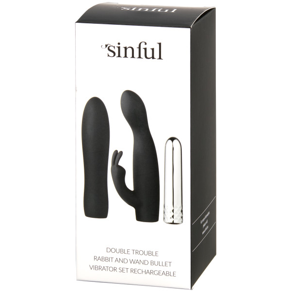 Sinful Double Trouble Wiederaufladbarer Rabbit und Massagestab Kugelvibrator-Set