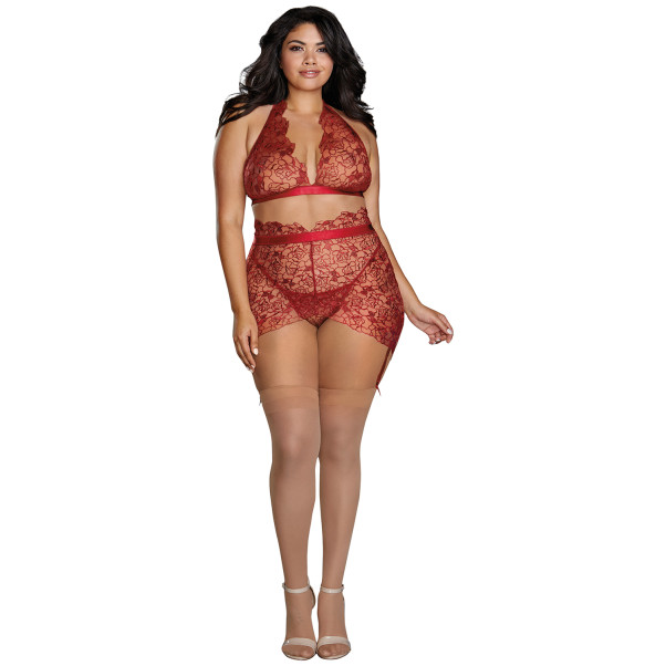 Dreamgirl Plus Size Zartes Geblümtes BH-Set