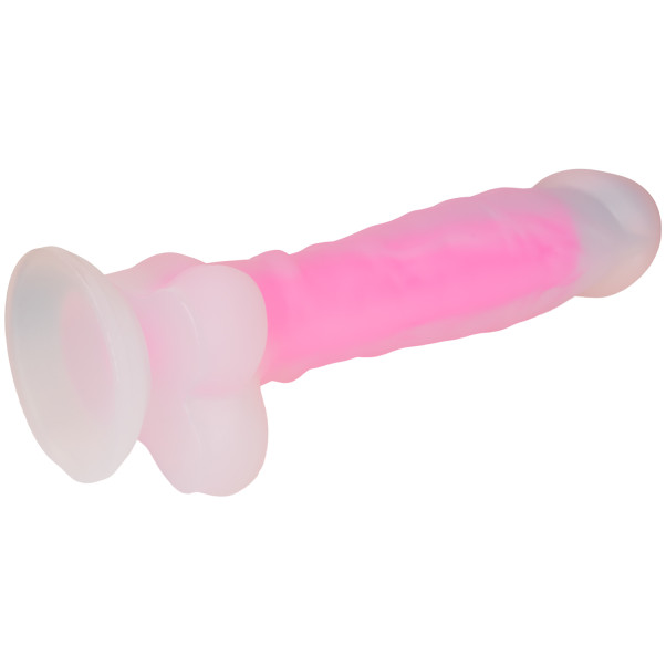 baseks Glow in the Dark Dildo Pink 21,5 cm mit Saugnapf