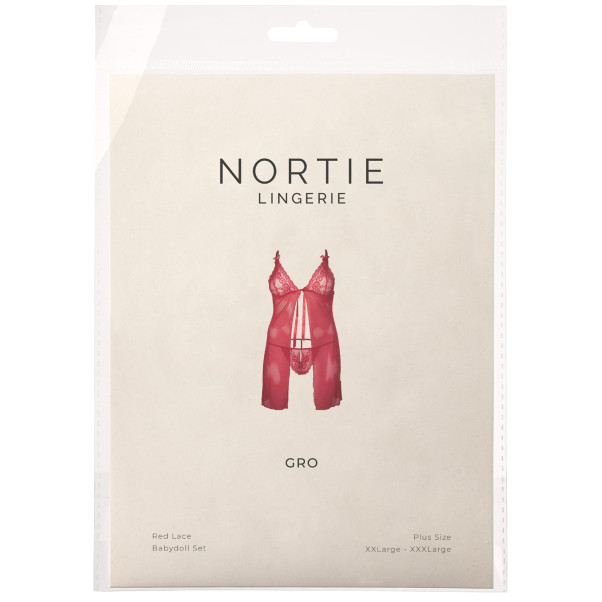 NORTIE Gro Rotes Babydoll-Set aus Spitze Plus Size