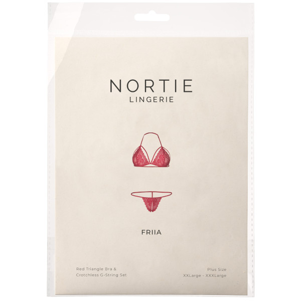 NORTIE Friia Roter BH und Schrittfreier String-Tanga Plus Size