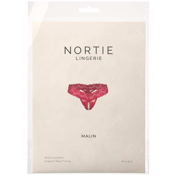 NORTIE Malin Schrittfreier Orgasmus String-Tanga mit Perlen Rot Plus Size