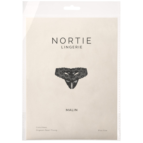 NORTIE Malin Schrittfreier Orgasmus String-Tanga mit Perlen Schwarz Plus Size