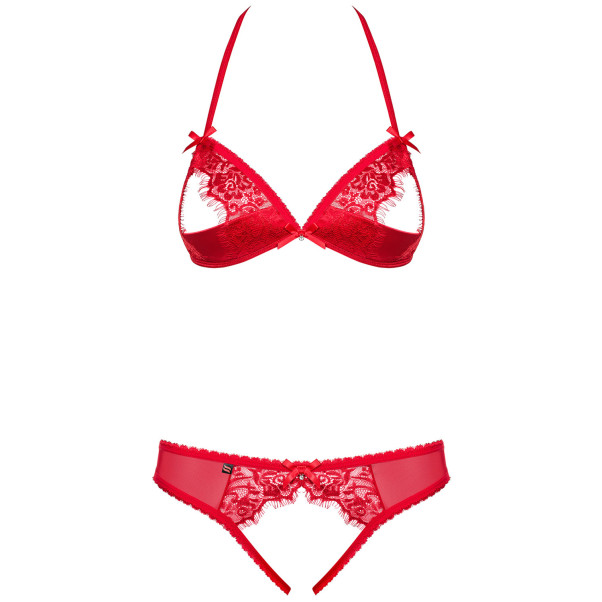 Obsessive Rotes Set mit offenen Körbchen
