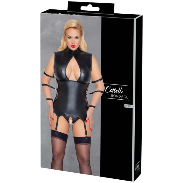 Cottelli Bondage Schrittfreier Wetlook-Body in Plus Size