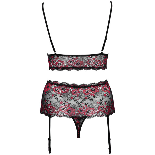 Cottelli Curve Schrittfreier Peek-a-Boo Spitzen-BH-Set Rot in Plus Size