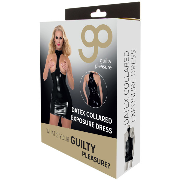 Guilty Pleasure Fetish Wear Entblößendes Datex-Kleid mit Halsband und Offener Brust