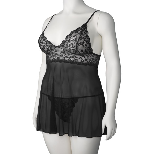 NORTIE Basil Schwarzes Babydoll-Set Plus Size