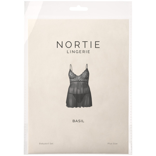 NORTIE Basil Schwarzes Babydoll-Set Plus Size