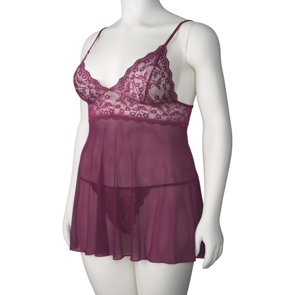 NORTIE Basil Bordeaux Babydoll-Set Plus Size