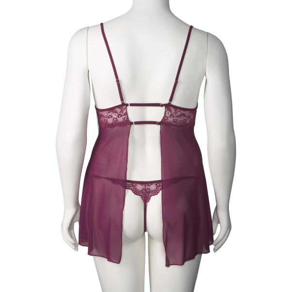 NORTIE Basil Bordeaux Babydoll-Set Plus Size