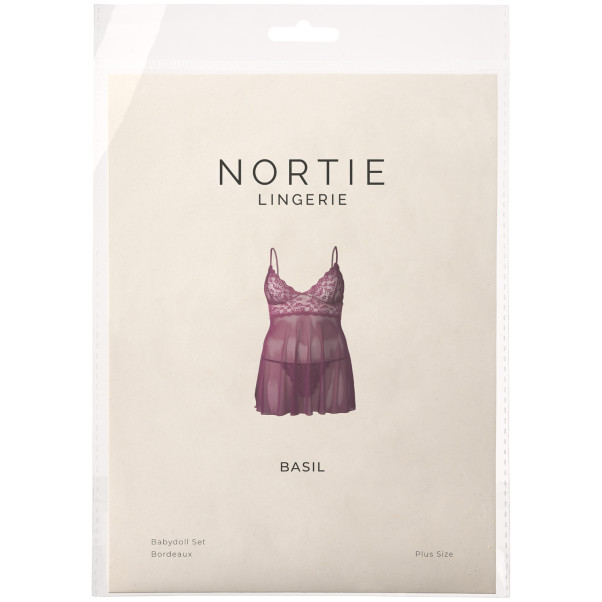 NORTIE Basil Bordeaux Babydoll-Set Plus Size