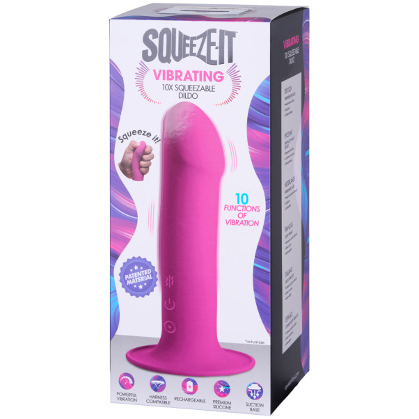 Squeeze-It Squeezable Vibrierender Pinker Dildo 17,5 cm