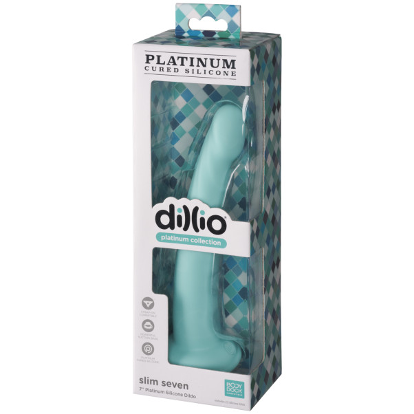 Dillio Platinum Slim Seven Teal Dildo mit Saugnapf 21 cm