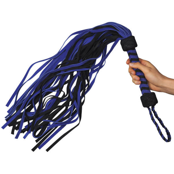 Strict Leather Flogger 90 cm aus Blauem Wildleder