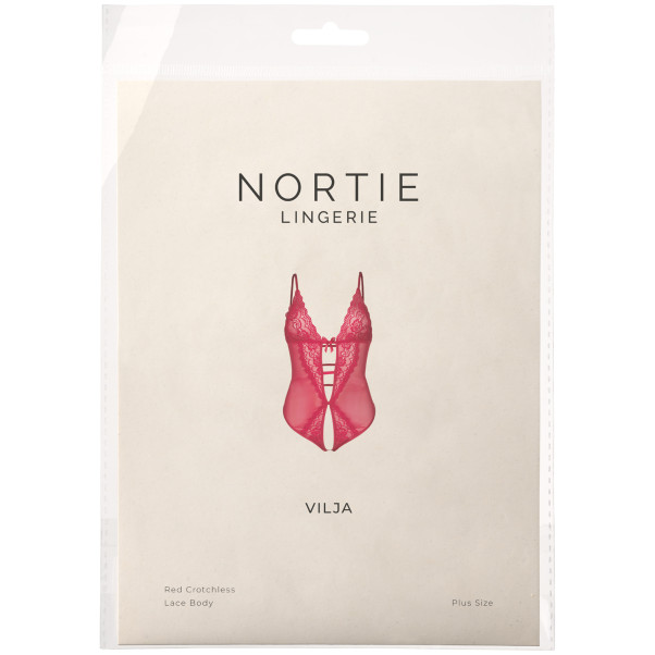 NORTIE Vilja Schrittfreier Body aus Roter Spitze Plus Size