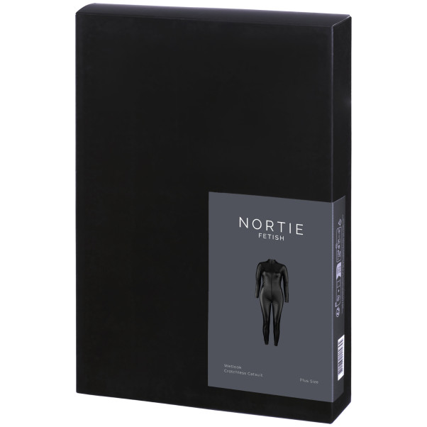 NORTIE Fetish Wetlook Schrittfreier Catsuit Plus Size