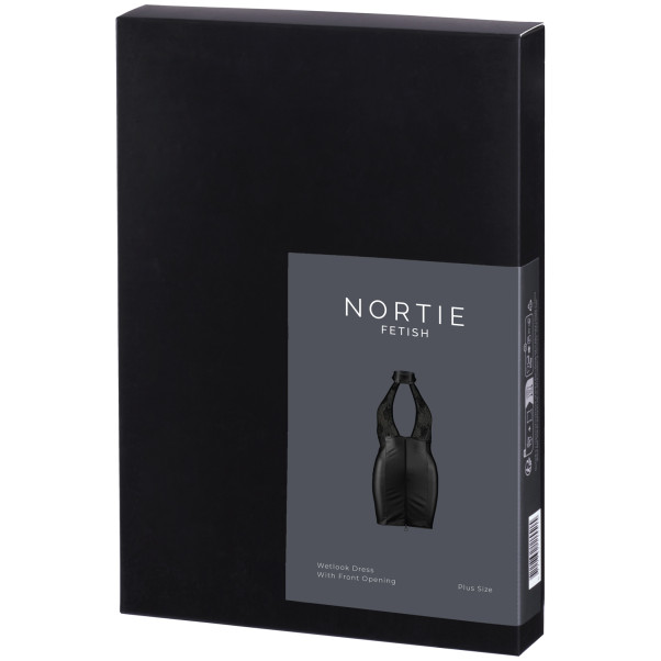 NORTIE Fetish Wetlook Neckholder-Kleid Plus Size