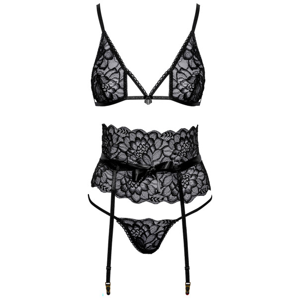 kissable schwarzer BH und Strapsen Set