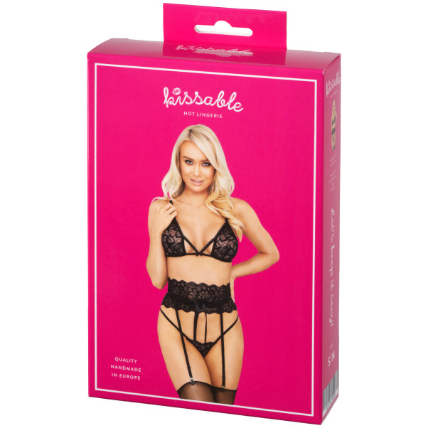 kissable schwarzer BH und Strapsen Set
