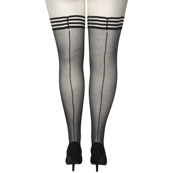 NORTIE Black Arrows Halterlose Strümpfe mit Naht Plus Size