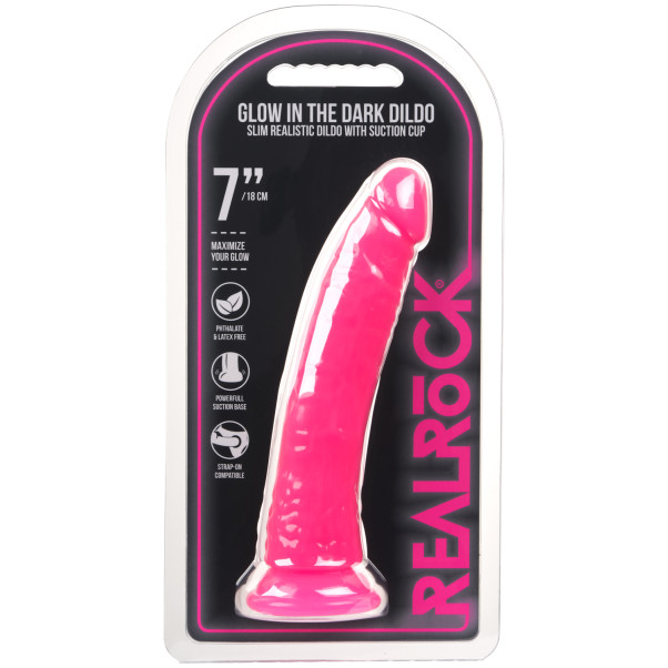 Realrock Glow in the Dark Slim Dildo mit Saugnapf 18 cm