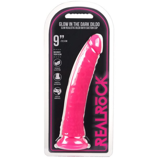 Realrock Glow in the Dark Slim Dildo mit Saugnapf 23 cm