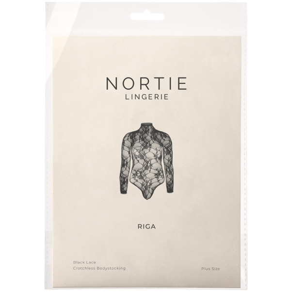 NORTIE Riga Schrittfreier Body aus Schwarzer Spitze Plus Size