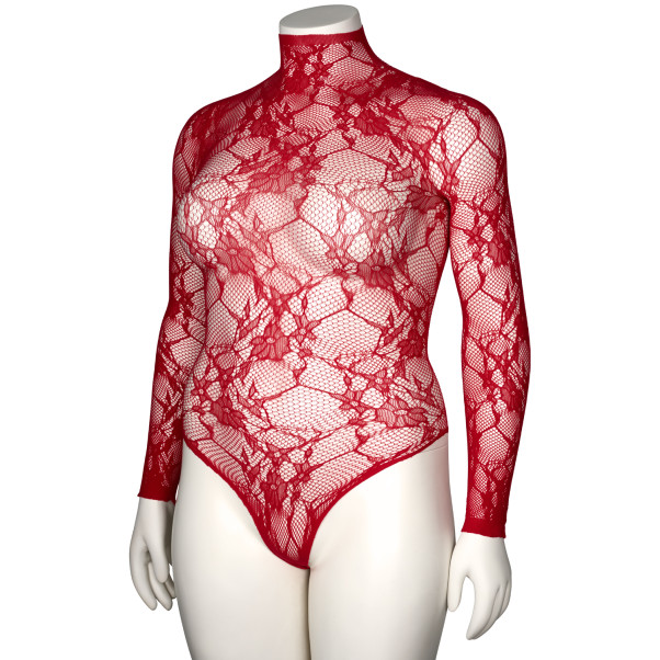 NORTIE Riga Red Lace Crotchless Bodystocking Plus Size - 28950