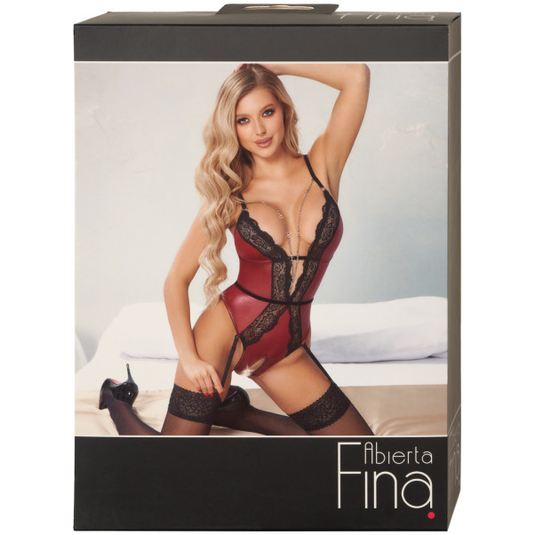Abierta Fina Wetlook Spitzenbody Rot