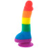 Pride Dildo Original Rainbow Silikondildo mit Hoden mit Saugnapf