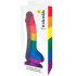 Pride Dildo Original Rainbow Silikondildo mit Hoden mit Saugnapf