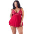 Cottelli Spitzen Babydoll in Übergröße Rot