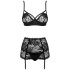 Obsessive Peonesia BH-Set in Schwarz