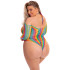 Pink Lipstick Mehrfarbiger Langarm-Body Plus Size