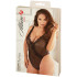 Allure Diva Leilani Offener Netz- und Wimpernspitzen-Body in Schwarz Plus Size